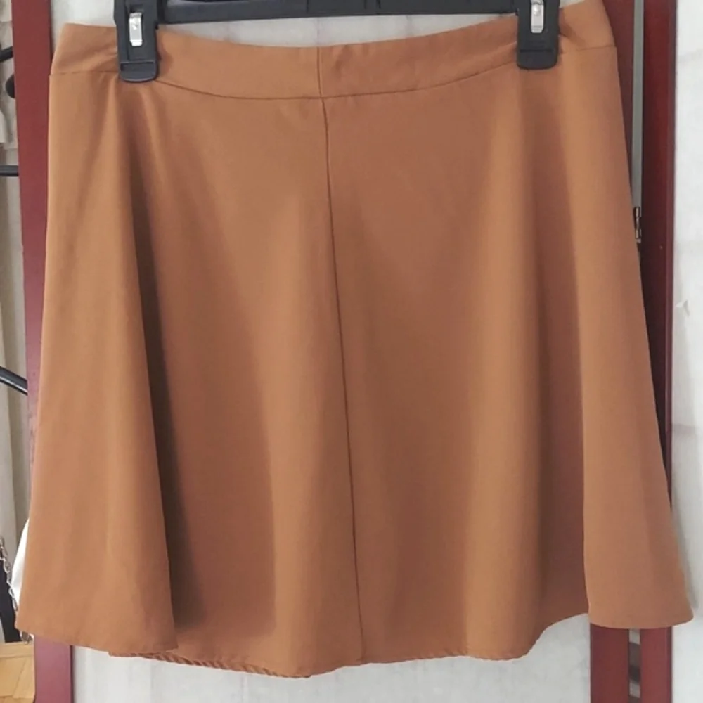 TOBI Circle Skater Mini brown stretch Skirt Sz L